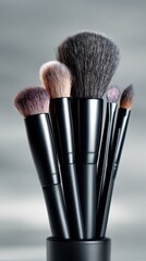 Sleek Makeup Brush Set Displayed in a Professional and Modern Design on a Gradient Background, Perfect for Beauty Enthusiasts and Makeup Artists