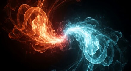 Obraz premium Energetic Clash of Hot and Cold Smoke Elements.