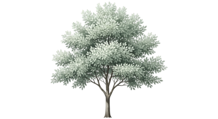 Detailed Watercolor Illustration of a Full Leafy Tree