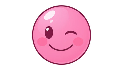 Fototapeta premium A cheerful pink emoji with a wink and a smile, conveying happiness and playful emotion, perfect for digital communication and expressions