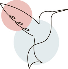 Minimalist Bird Line Drawing Element