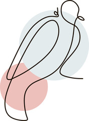 Minimalist Bird Line Drawing Element