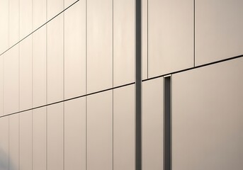 Modern building facade exhibiting architectural panel details and lines