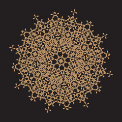 Luxury Golden Star Fractal Mandala Background. Abstract Symmetrical Geometric Repeat.
