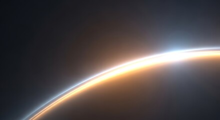 Bright glowing aura of a distant planet or celestial body against a dark cosmic background