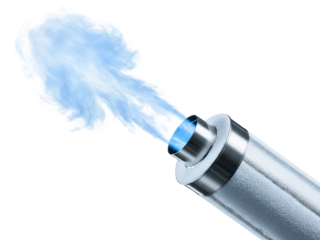 Clean cold air flow from a metal ventilation duct pipe on a transparent background