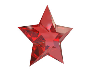Ruby red crystal stars used as decorations in celebrations