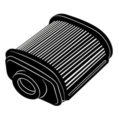 black and white silhouette of a vector icon of a Car air filter on a white background