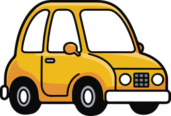 Yellow cartoon car with black outline and white windows vehicle transport vector illustration EPS file download.
