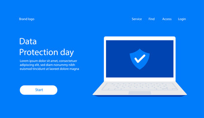 data protection day theme landing site design and illustration