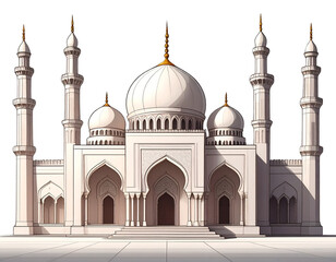  Grand mosque illustration with arches and domes