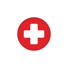 Red cross medical icon button for health and emergency illustration