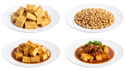 Tofu Plated Dishes Isolated Against Transparent Background