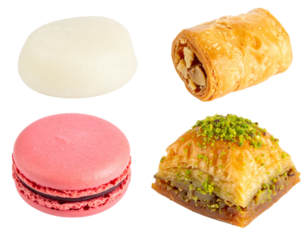 Delightful Middle Eastern Sweets Selection on Transparent Backdrop for Dessert