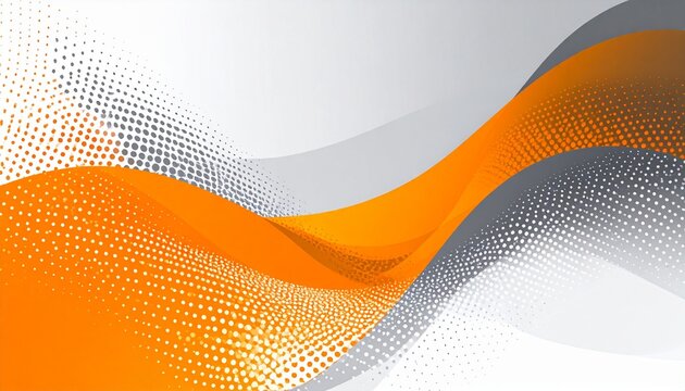 Fondo abstracto corporativo con ondas naranjas y grises con efecto halftone para dise&ntilde;o profesional
