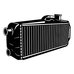black and white silhouette vector icon of a car radiator on a white background