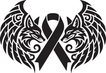 Tribal Wolf Awareness Ribbon