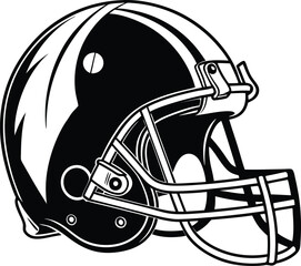Fototapeta premium American gridiron football helmet flat icon- Helmet Black Silhouette,