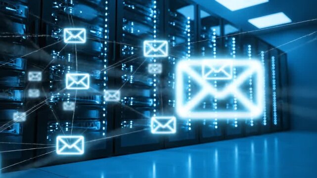 Data Center Email Flow: Digital Communication and Server Connectivity