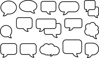 Fototapeta premium Big Set of Diverse Speech Bubbles and Communication Boxes Outline Vector