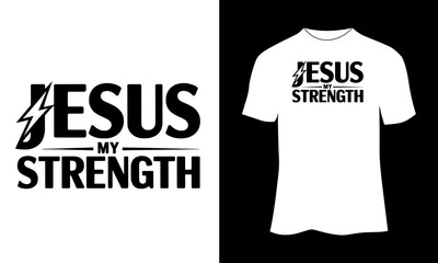 Jesus My Strength Typography with Lightning Bolt Icon – Minimal Christian Vector Design