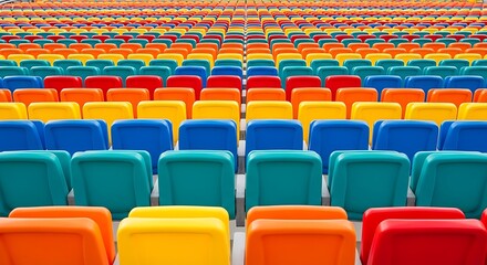 Fototapeta premium Rows of colorful stadium seating vibrant and organized perfect for backgrounds