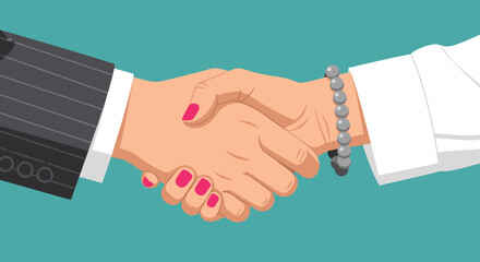 Business Handshake Deal Illustration: Seamless Collaboration & Partnership in Corporate Environment - Symbolizing Agreement, Success, Achievement, Teamwork, Trust & Connection for Presentations, Websi