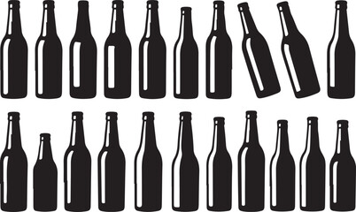 Set of Beer Bottle Silhouettes in Various Shapes - Drink Vector Pack