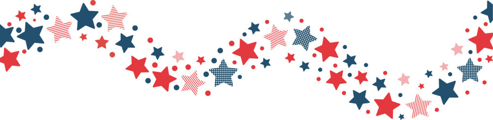 Patriotic Red and Blue Star Border Vector Illustration
