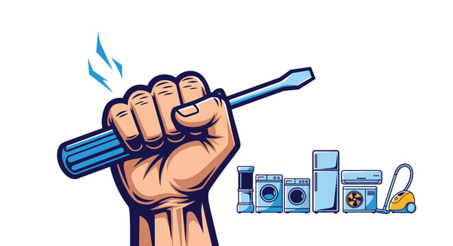 Appliance Repairman Holding Screwdriver Preparing for Maintenance Service in Home Setting, Providing Fixes and Solutions with a Confident Attitude, Displaying Skill in Technology and Domestic Equipmen