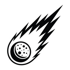 Meteorite Comet with Moon and Stars Cosmic Event Icon Space Exploration Symbol