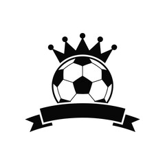 Fototapeta premium Football Soccer Ball With Crown and Ribbon Sports Championship Winner Logo Emblem Design Element