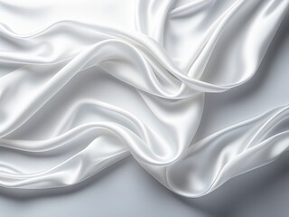 Obraz premium White satin fabric with soft folds and elegant shiny texture