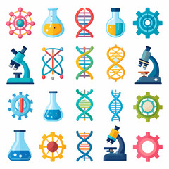 Science Symbols and Icons DNA, Microscopes, and Gears for Education and Research