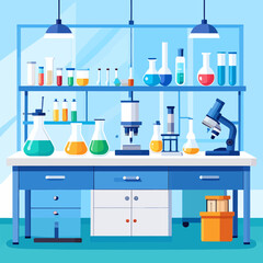 Science Laboratory Interior Design Research and Experimentation Tools and Equipment Concept