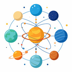 Conceptual Science Illustration Solar System Diagram with Planets in Orbit – An Educational and Scientific Visual