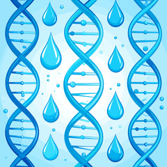 DNA Helix and Water Drops A Science-Themed Illustration
