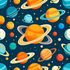 Seamless Cosmic Wonders A Science-Themed Pattern of Planets in the Vast Universe