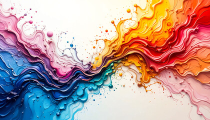 dynamic abstract artwork showing vibrant streams of color flowing and blending together like liquid fire and water.