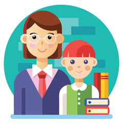 flat teacher and student icons  minimal style.eps