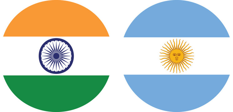 India and Argentina Circular national flag vector flat design and digital illustration on isolated transparent background - Powered by Adobe