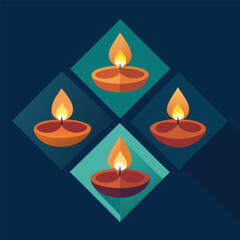 four decorative diyas in geometric arrangement  (2).eps
