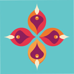 four decorative diyas in geometric arrangement .eps