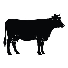 Silhouette of a holstein cow standing side profile majestic farm animal silhouette art silhouette