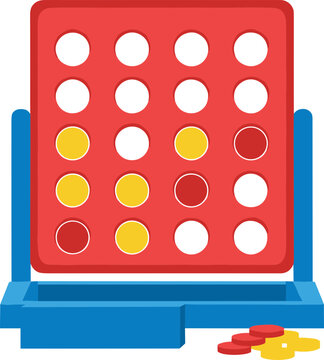Flat Style Four in a Row Detail Board Game Illustration