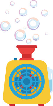 Simple Flat Style Bubble Machine Creates Floating Soap Bubbles Illustration