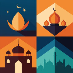 four piece collection of modern minimalist diwali  (2).eps