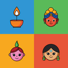 four piece collection of vibrant diwali illustrati (1).eps