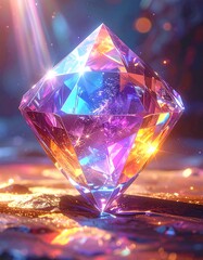 A radiant, multifaceted gemstone prismatically refracts light, evoking wonder