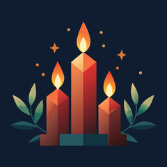 four sparkling candles surrounded by flower petals (2).eps